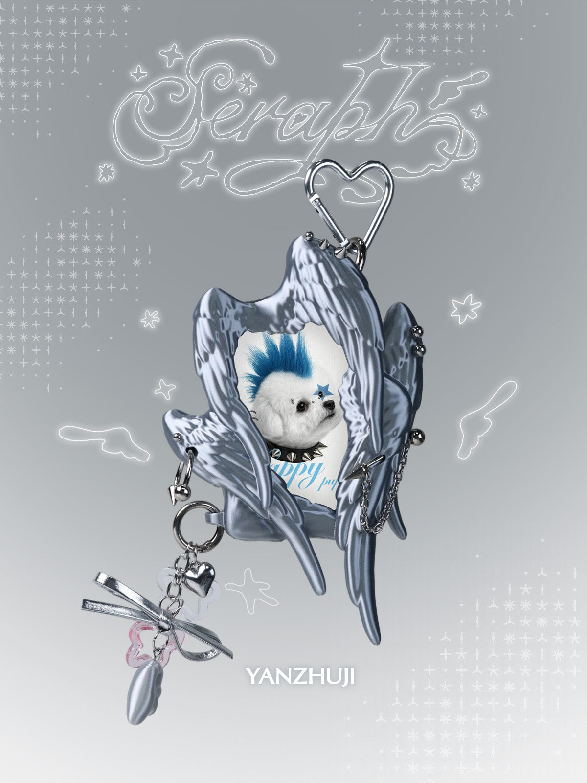 YANZHUJI | Seraph (6 Winged Angel) 3D Printed Photo Card Holder for 3/3.5 Inch Cards, Original Design, Stan Gumi, K Pop & Anime Card Sleeve with Unique 6 Wings Angel