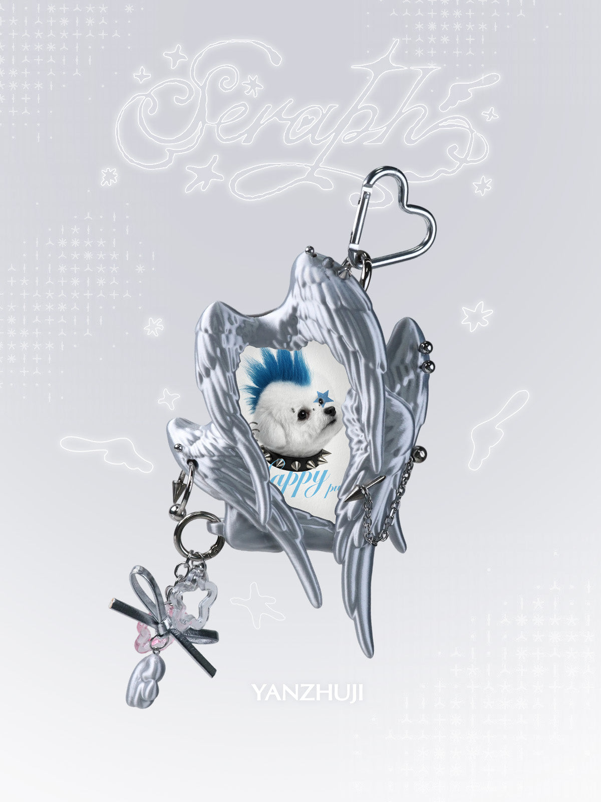 YANZHUJI | Seraph (6 Winged Angel) 3D Printed Photo Card Holder for 3/3.5 Inch Cards, Original Design, Stan Gumi, K Pop & Anime Card Sleeve with Unique 6 Wings Angel