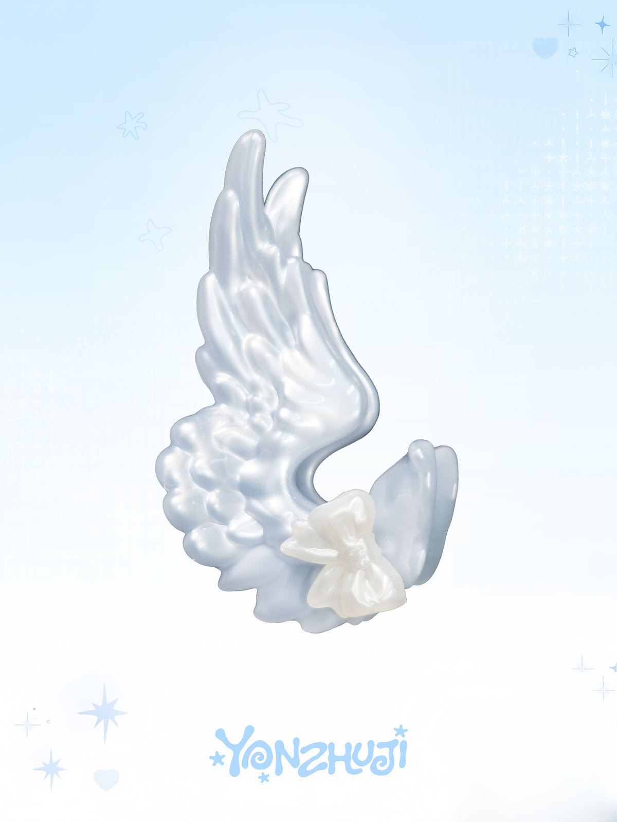 Dreamy Angel Wing Hair Claw Clip, Cute Fashionable Hair Accessory forGirls, Interchangeable Magnetic Bow,  Injection-Molded ABS