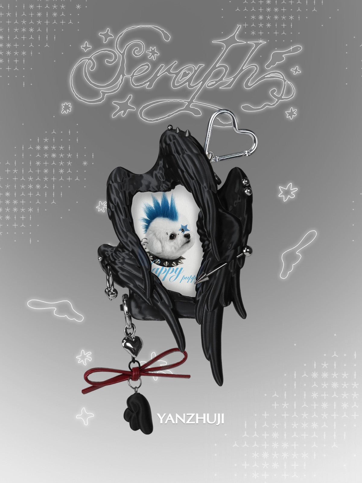 YANZHUJI | Seraph (6 Winged Angel) 3D Printed Photo Card Holder for 3/3.5 Inch Cards, Original Design, Stan Gumi, K Pop & Anime Card Sleeve with Unique 6 Wings Angel
