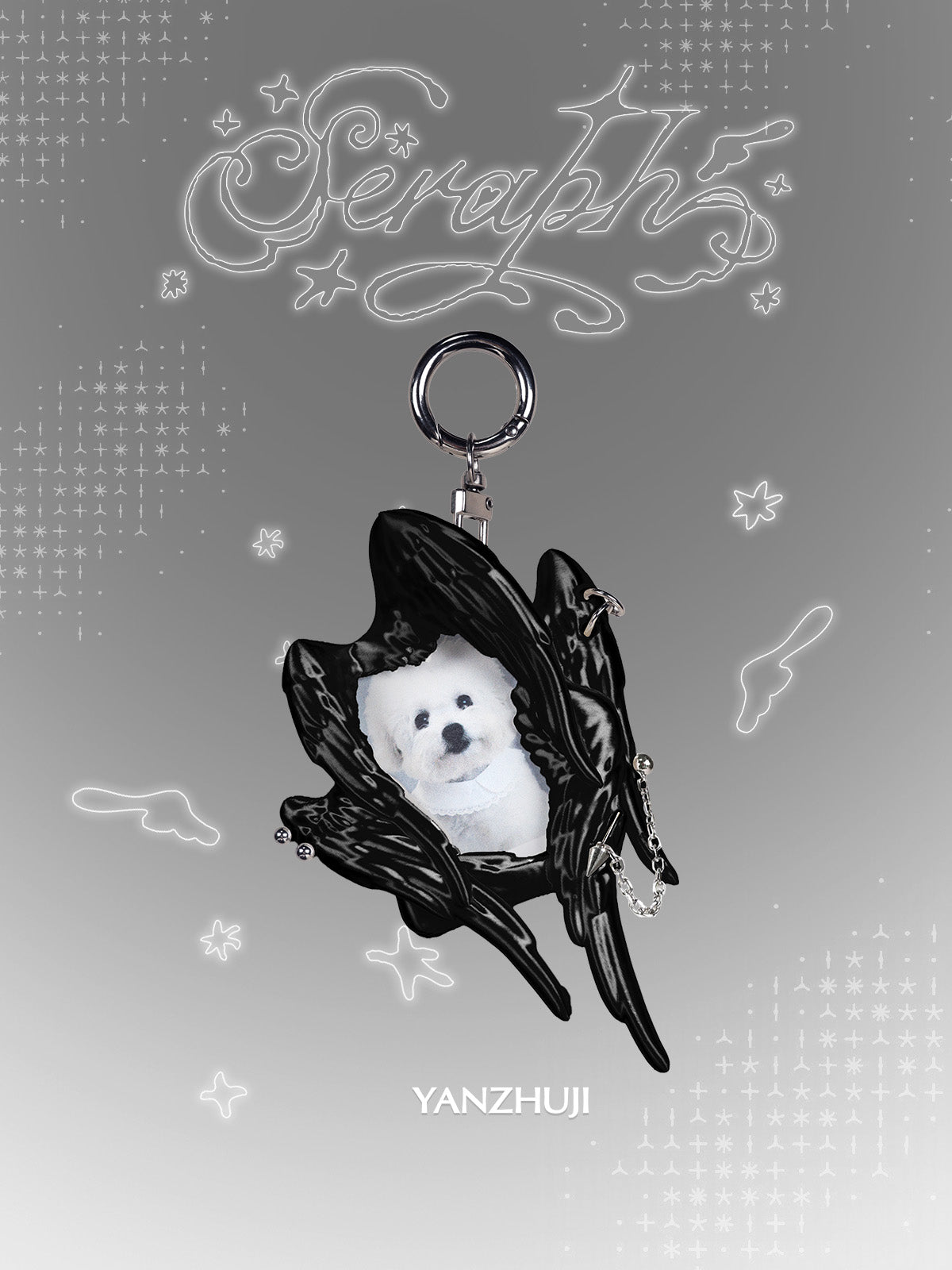 YANZHUJI | MINI Seraph (6-Winged Angel) 3D-Printed Photo Card Holder for 2-Inch Cards, Original Design, Stan Gumi, K-Pop & Anime Card Sleeve with Unique 6 Wings Angel