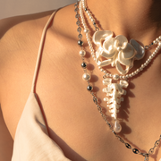YANZHUJI | Phalaenopsis Orchid 3D-Printed Multi-Layer Stackable Chain Jewelry Necklace - Handcrafted Beads, Versatile, Photogenic Fashion Costume Accessory with Artisanal Imperfections