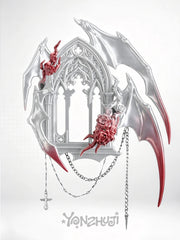 YANZHUJI |  Gothic Dark 4-Winged Demon 3D-Printed Photo Card Holder/Display Picture Frame for 3/3.5-Inch Cards Protection, Original Design for Qin Che/Sylus, Accessory, Stan Gumi, Card Sleeve