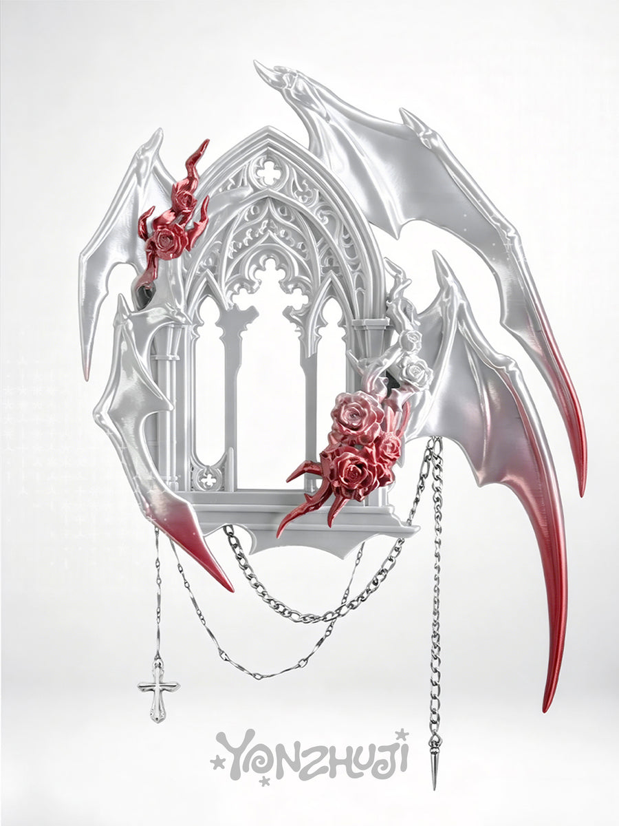 YANZHUJI |  Gothic Dark 4-Winged Demon 3D-Printed Photo Card Holder/Display Picture Frame for 3/3.5-Inch Cards Protection, Original Design for Qin Che/Sylus, Accessory, Stan Gumi, Card Sleeve