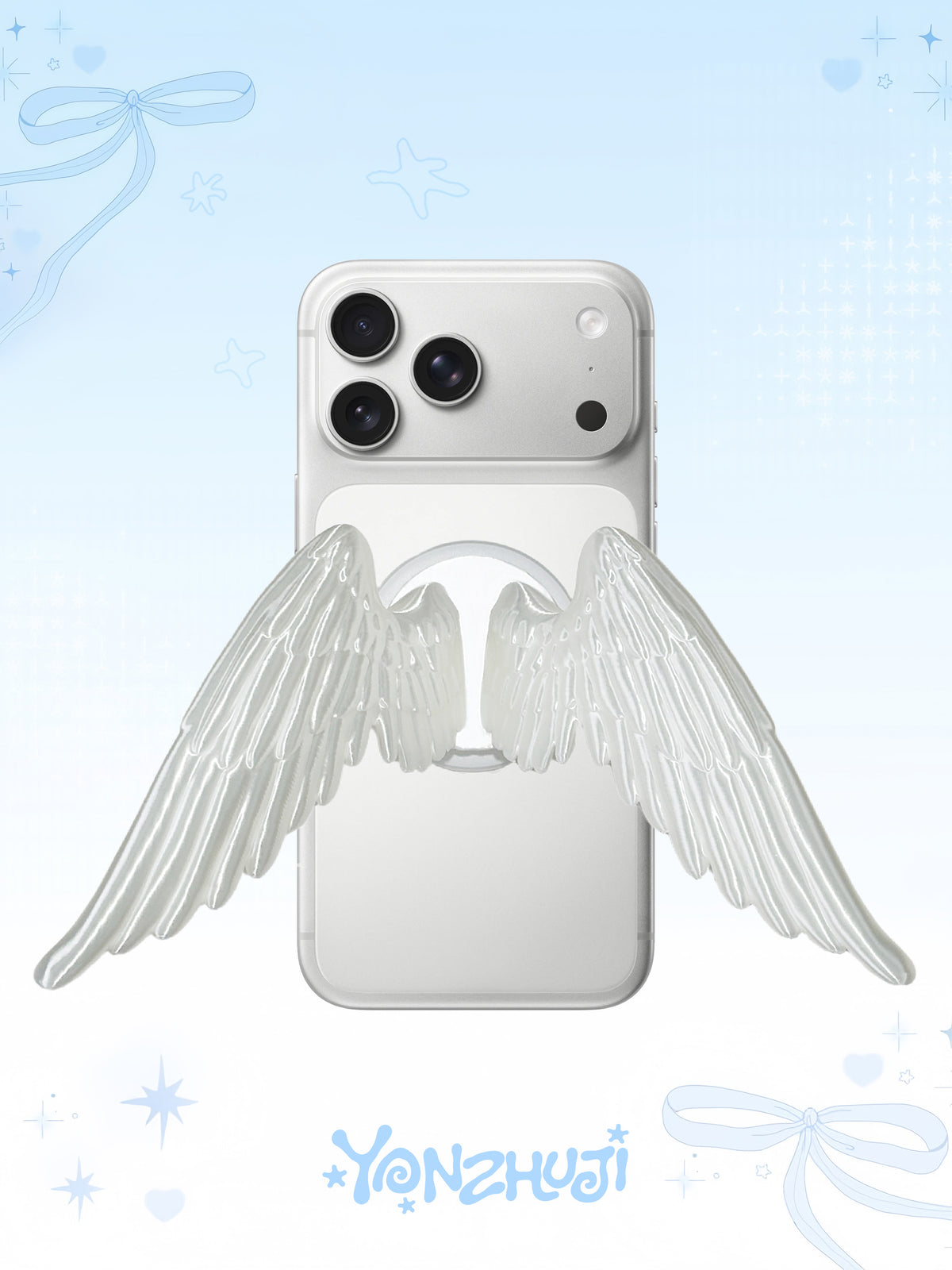 YANZHUJI | Angel Wing 3D-Printed MagSafe Magnetic Cellphone Mount, Smartphone Holder Stand with Flexible Material Grip, Angelcore Photogenic Accessory for iPhone