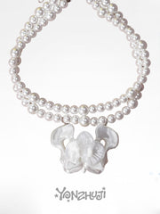YANZHUJI | Phalaenopsis Orchid 3D-Printed Multi-Layer Stackable Chain Jewelry Necklace - Handcrafted Beads, Versatile, Photogenic Fashion Costume Accessory with Artisanal Imperfections
