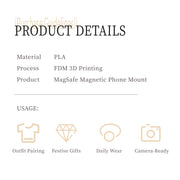 YANZHUJI | 3D-Printed Orchid MagSafe Phone Grip, Plastic Magnetic Base, Multi-Angle Mobile Accessory for MagSafe Phones