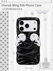 YANZHUJI | Cherub Wing Silk Phone Case 3D-Printed Flexible Shockproof Aesthetic Phone Case for iPhone Series, Protective Shell, Mobile Phone Accessory