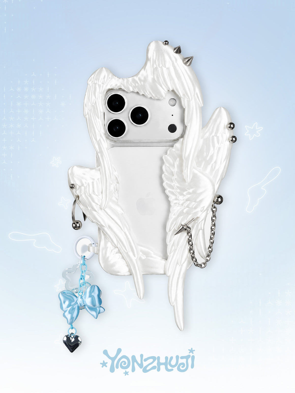 YANZHUJI | Seraph 6-Winged Angel 3D-Printed Flexible Shockproof Aesthetic Phone Case for iPhone Series, Protective Shell, Mobile Phone Accessory