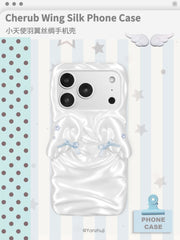 YANZHUJI | Cherub Wing Silk Phone Case 3D-Printed Flexible Shockproof Aesthetic Phone Case for iPhone Series, Protective Shell, Mobile Phone Accessory