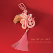 YANZHUJI | Year of the Snake: Pink 3D-Printed Lucky Serpent Pendant - Personalized Chinese Festival (Multi-use: Door/Keychain/Bag Charm)
