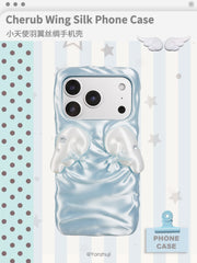 YANZHUJI | Cherub Wing Silk Phone Case 3D-Printed Flexible Shockproof Aesthetic Phone Case for iPhone Series, Protective Shell, Mobile Phone Accessory