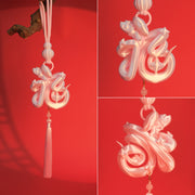 YANZHUJI | Year of the Snake: Pink 3D-Printed Lucky Serpent Pendant - Personalized Chinese Festival (Multi-use: Door/Keychain/Bag Charm)
