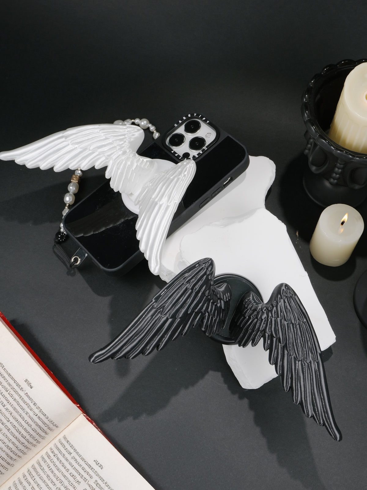 YANZHUJI | Angel Wing 3D-Printed MagSafe Magnetic Cellphone Mount, Smartphone Holder Stand with Flexible Material Grip, Angelcore Photogenic Accessory for iPhone