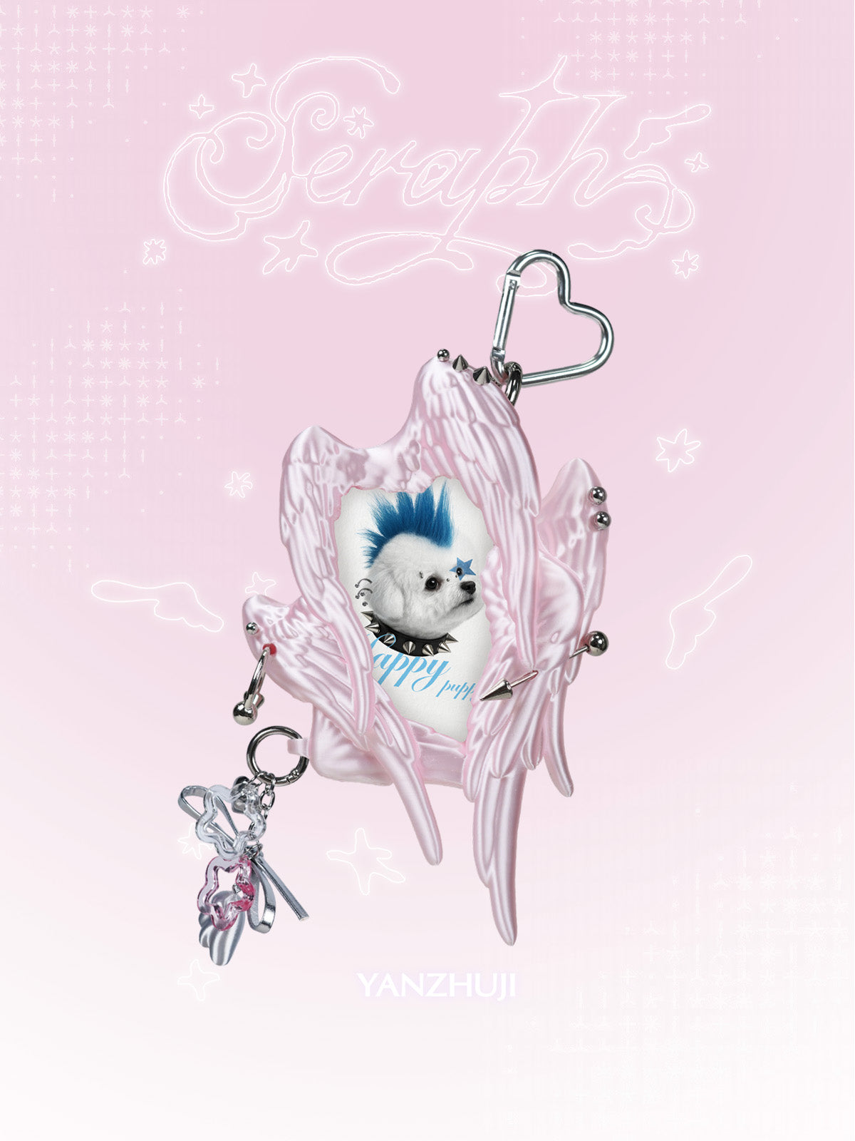 YANZHUJI | Seraph (6 Winged Angel) 3D Printed Photo Card Holder for 3/3.5 Inch Cards, Original Design, Stan Gumi, K Pop & Anime Card Sleeve with Unique 6 Wings Angel
