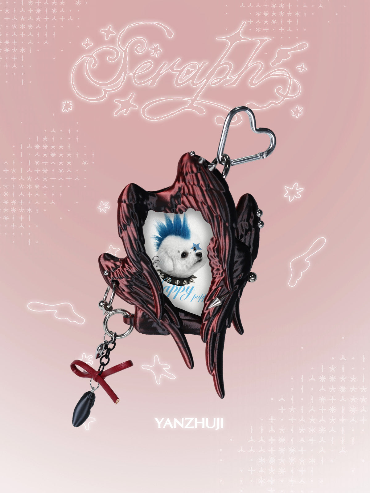 YANZHUJI | Seraph (6 Winged Angel) 3D Printed Photo Card Holder for 3/3.5 Inch Cards, Original Design, Stan Gumi, K Pop & Anime Card Sleeve with Unique 6 Wings Angel