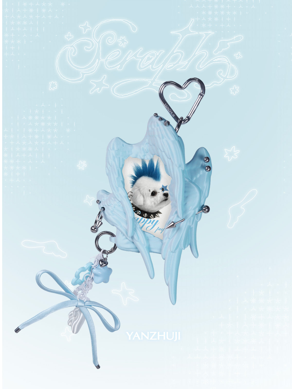 YANZHUJI | Seraph (6 Winged Angel) 3D Printed Photo Card Holder for 3/3.5 Inch Cards, Original Design, Stan Gumi, K Pop & Anime Card Sleeve with Unique 6 Wings Angel
