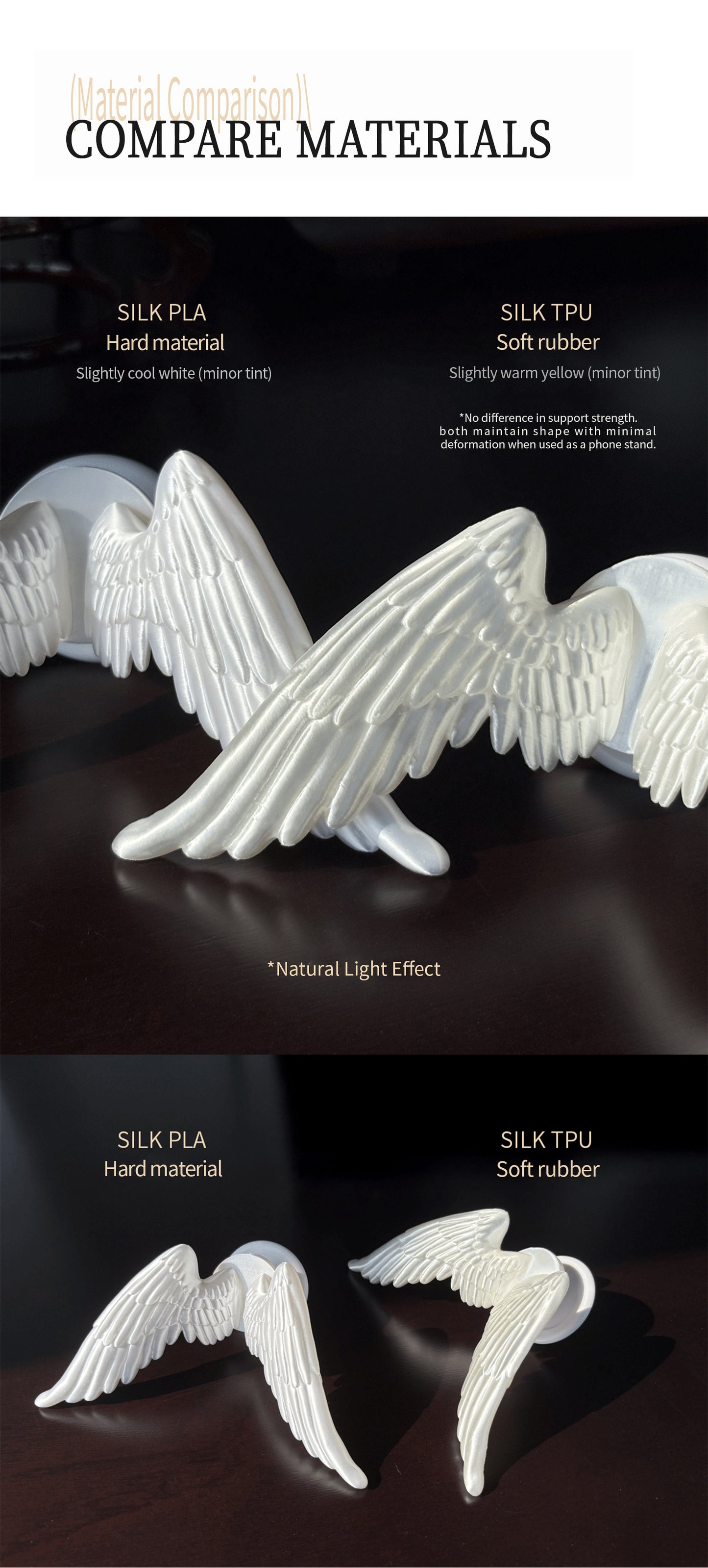 ZhuJi Artisan Collection: Angel Winged MagSafe Photogenic Stand - 3D-Printed Magnetic Phone Mount