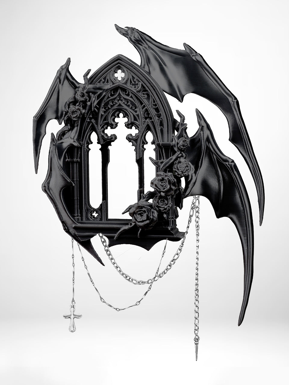 YANZHUJI |  Gothic Dark 4-Winged Demon 3D-Printed Photo Card Holder/Display Picture Frame for 3/3.5-Inch Cards Protection, Original Design for Qin Che/Sylus, Accessory, Stan Gumi, Card Sleeve