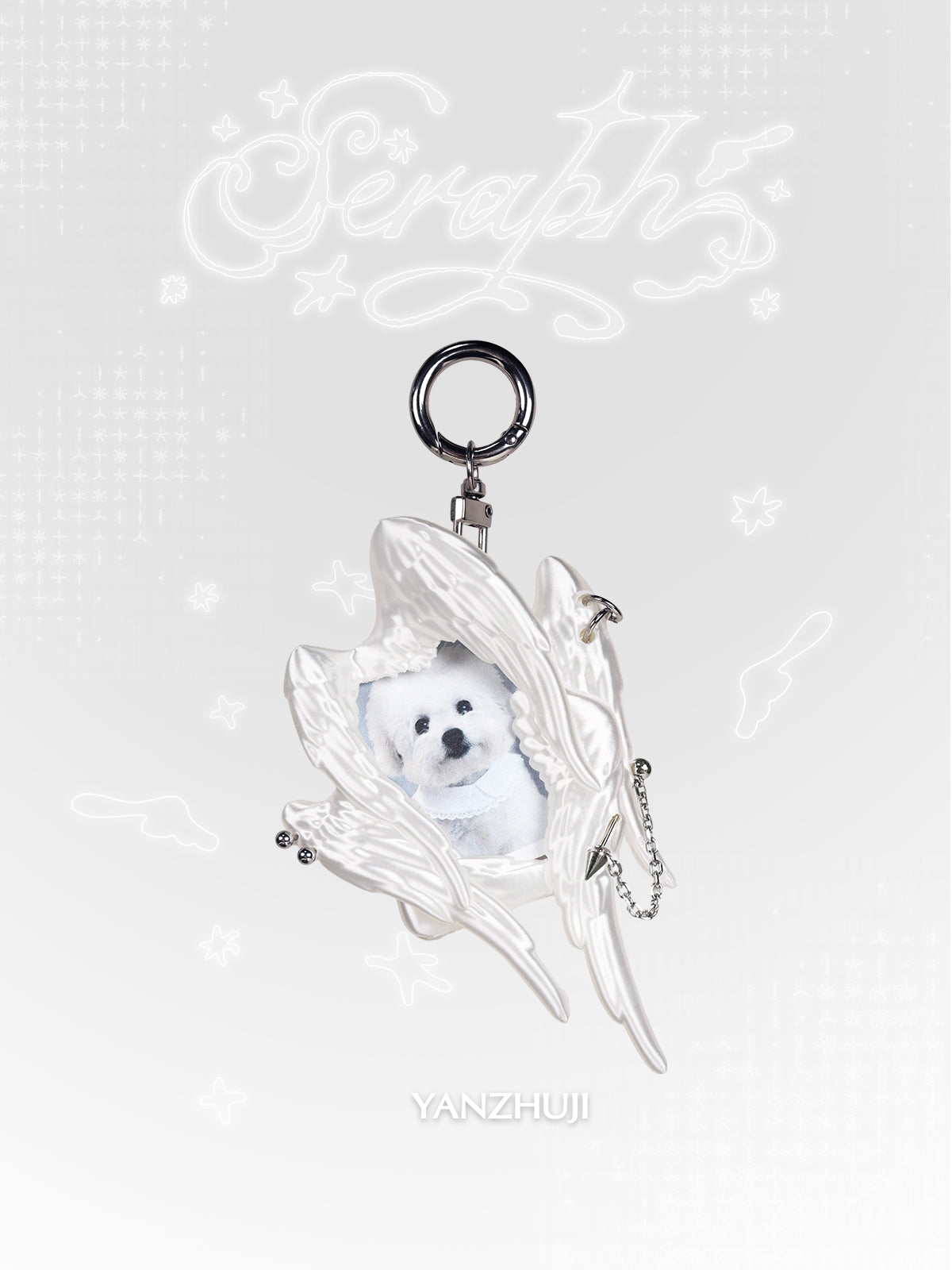 YANZHUJI | MINI Seraph (6-Winged Angel) 3D-Printed Photo Card Holder for 2-Inch Cards, Original Design, Stan Gumi, K-Pop & Anime Card Sleeve with Unique 6 Wings Angel