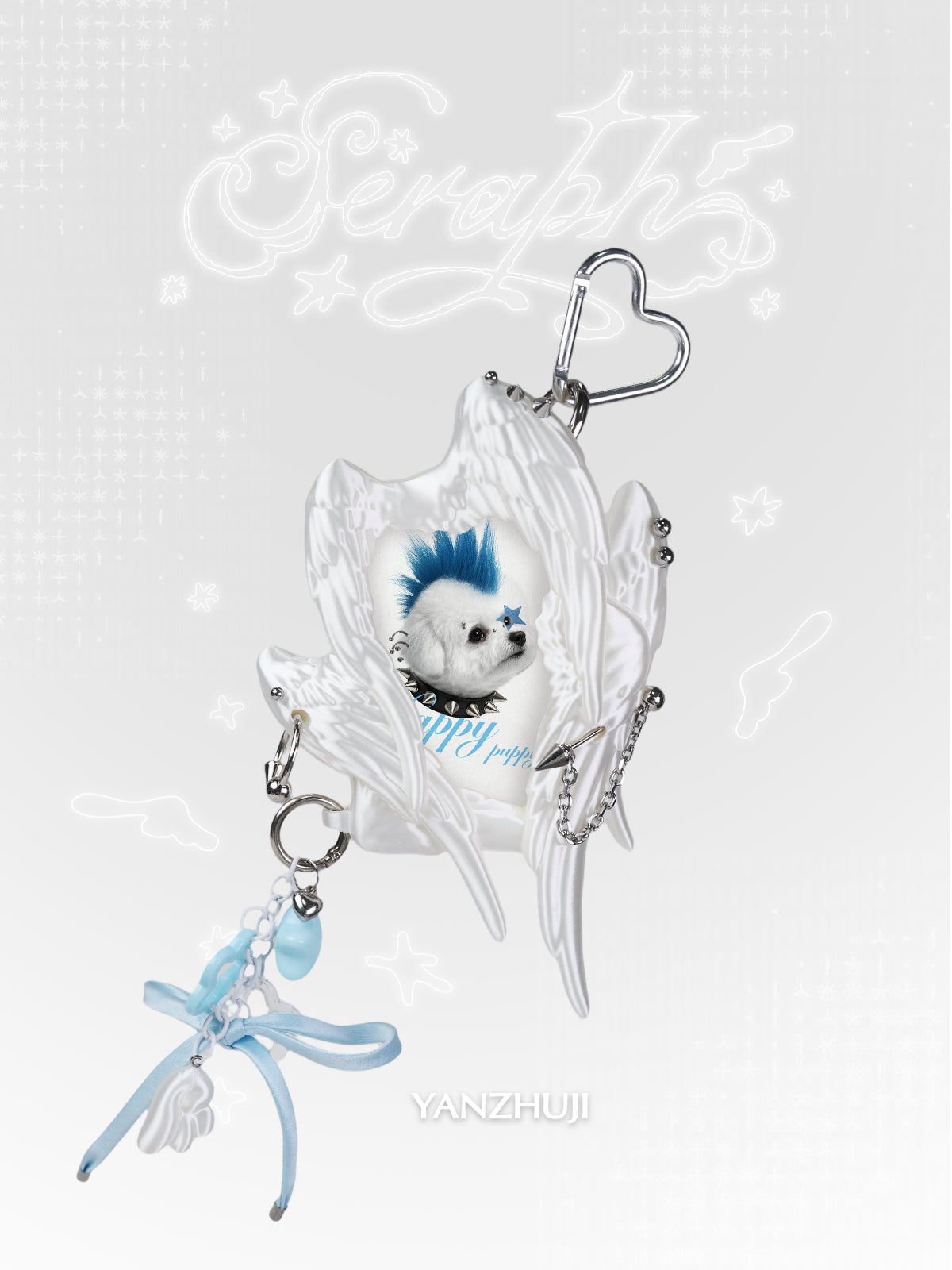 YANZHUJI | Seraph (6 Winged Angel) 3D Printed Photo Card Holder for 3/3.5 Inch Cards, Original Design, Stan Gumi, K Pop & Anime Card Sleeve with Unique 6 Wings Angel