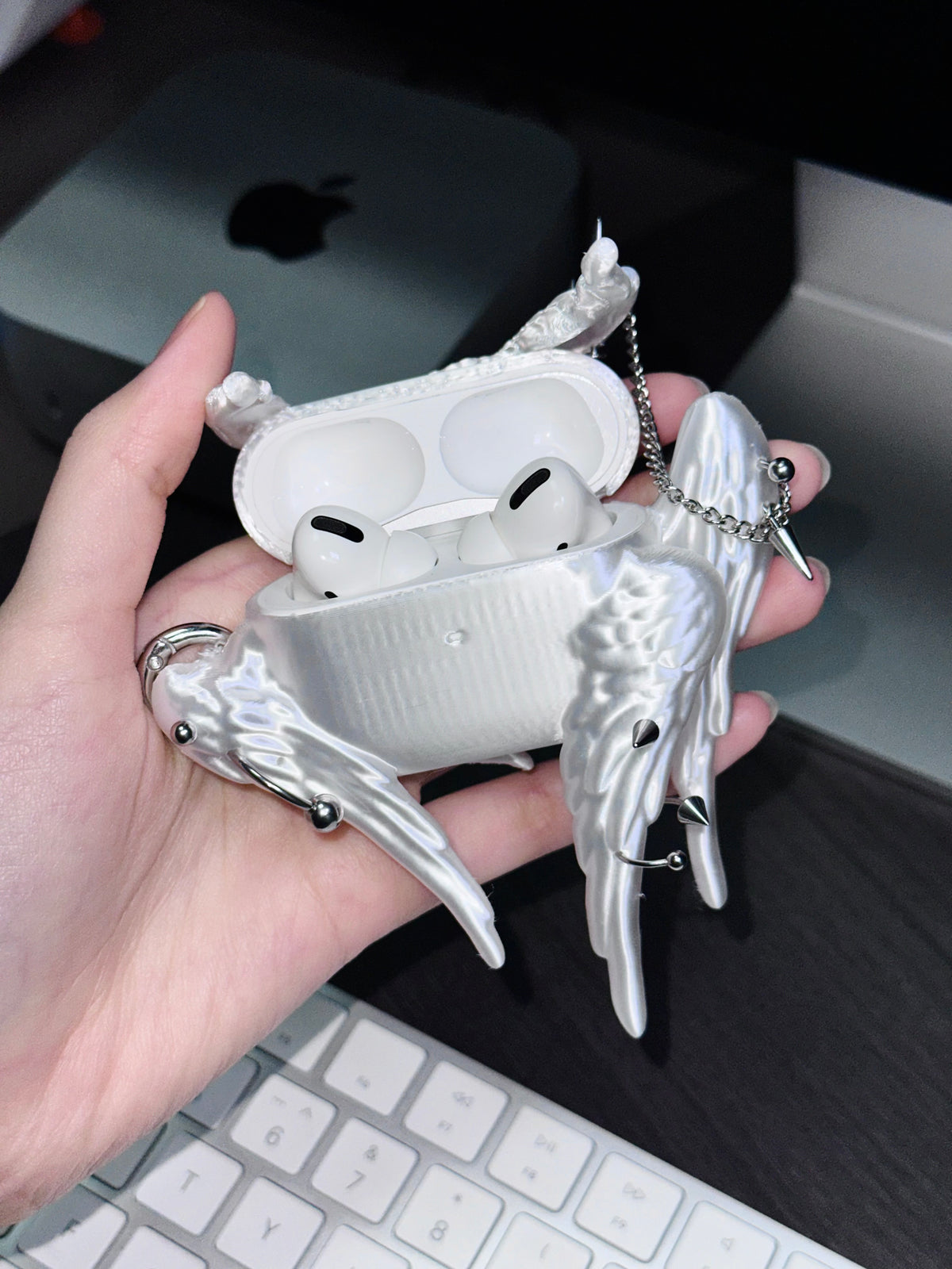 YANZHUJI | Seraph (6-Winged Angel) 3D-Printed Flexible Case for AirPods, Original Design