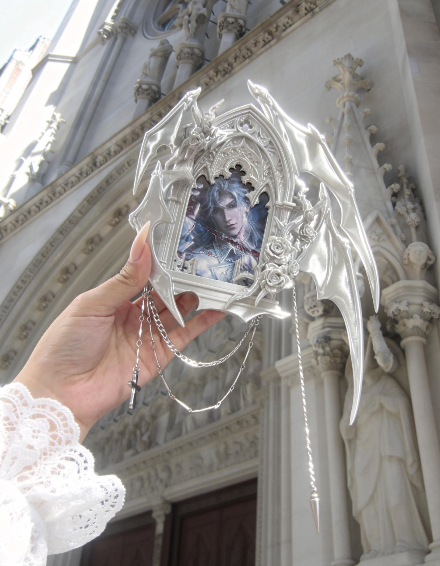 ZhuJi Artisan Collection: Four-wings Demon 3D Printed Card Sleeve/Display Picture Frame for 3/3.5-inch Cards Original Design Customized Stan Gumi  Gothic Dark Qin Che/Sylus