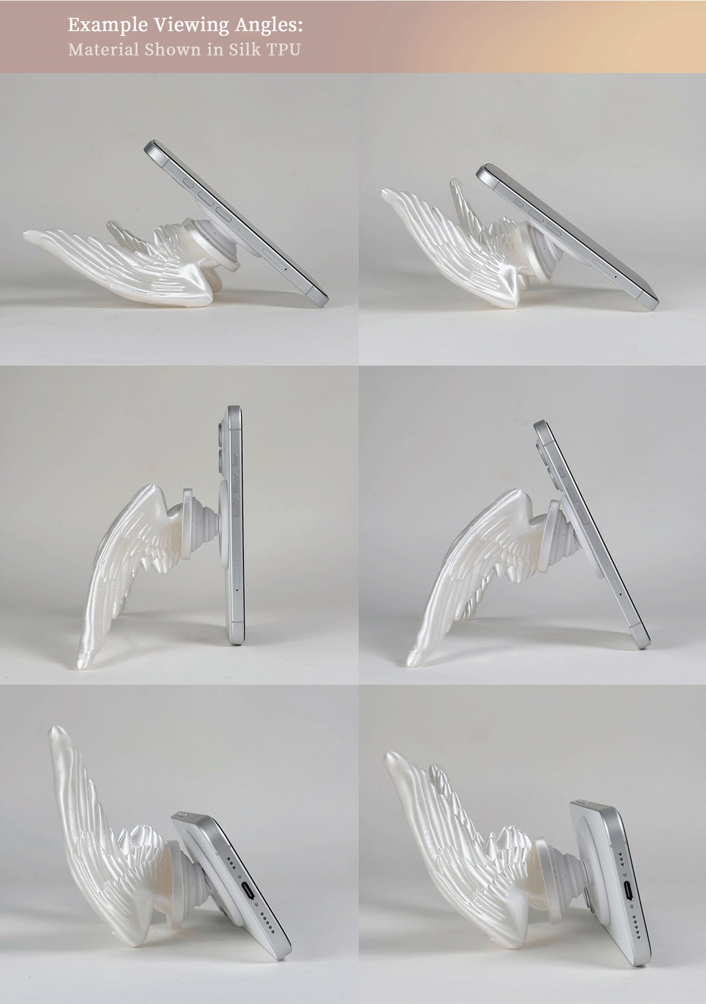 ZhuJi Artisan Collection: Angel Winged MagSafe Photogenic Stand - 3D-Printed Magnetic Phone Mount