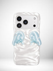 YANZHUJI | Cherub Wing Silk Phone Case 3D-Printed Flexible Shockproof Aesthetic Phone Case for iPhone Series, Protective Shell, Mobile Phone Accessory