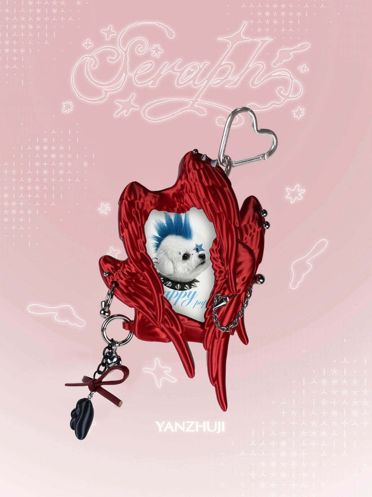 YANZHUJI | Seraph (6 Winged Angel) 3D Printed Photo Card Holder for 3/3.5 Inch Cards, Original Design, Stan Gumi, K Pop & Anime Card Sleeve with Unique 6 Wings Angel